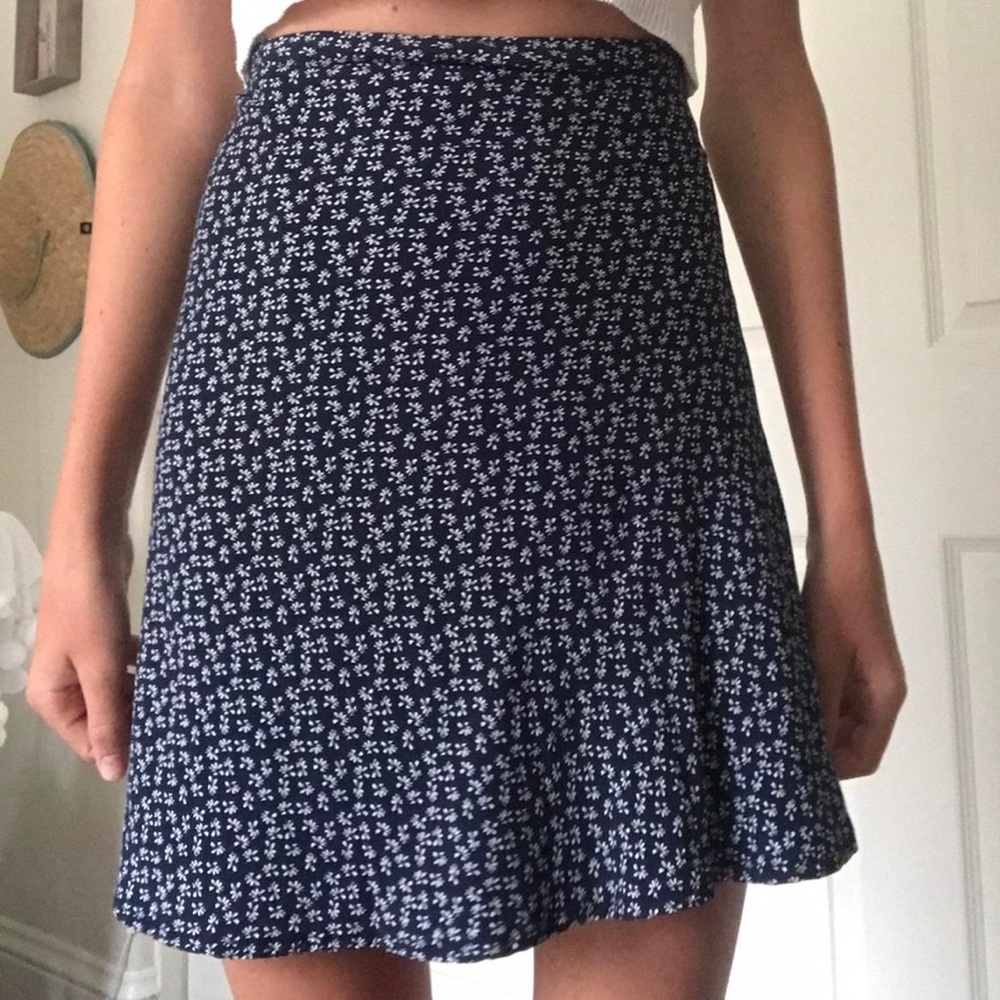 Brandy Melville Genevieve Blue Floral Wrap Skirt- one size